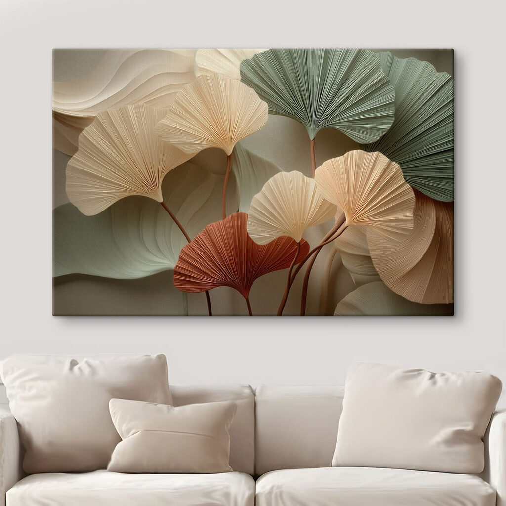 Ginkgo com folhas verdes num interior