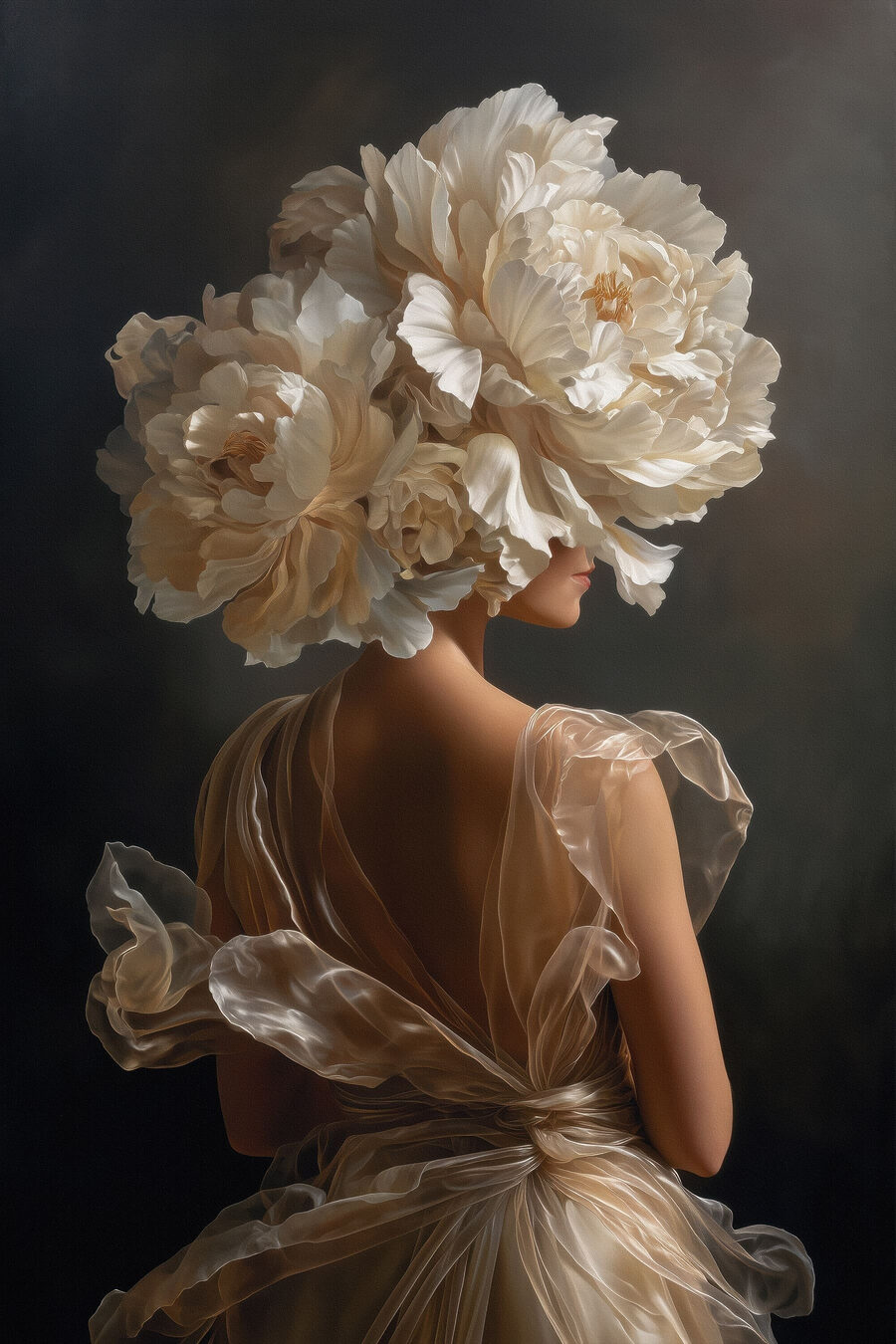 De costas entre flores — design completo