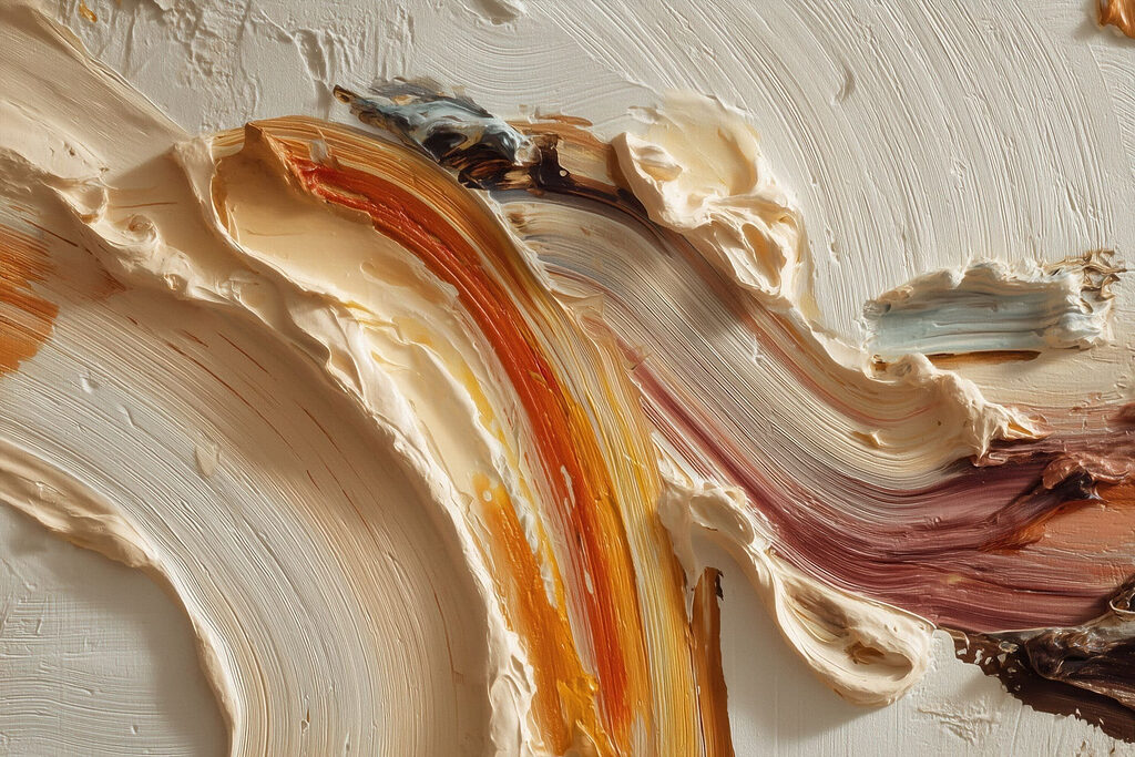 Faixas ferrugem sobre creme — design completo