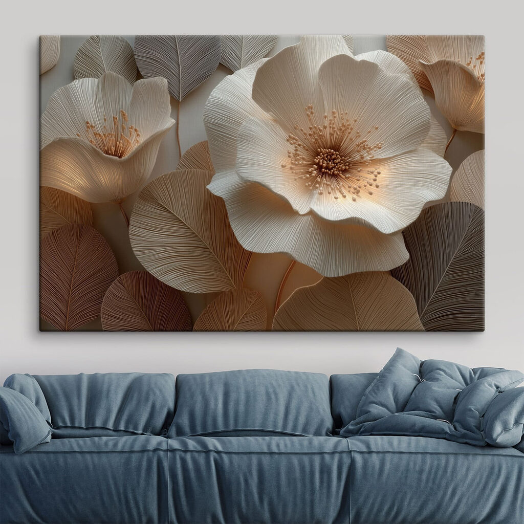 Flor branca sobre folhas — interior 1