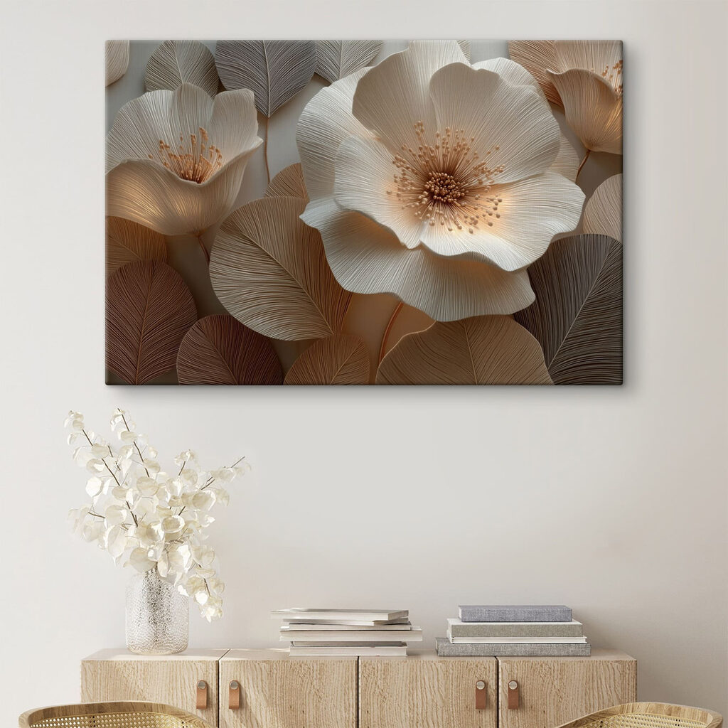 Flor branca sobre folhas — interior 2