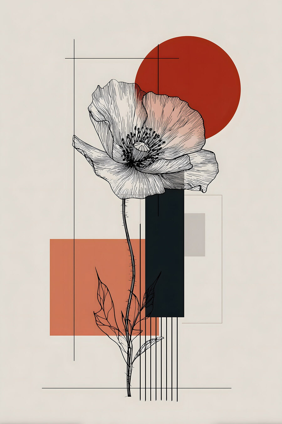 Flor e círculo vermelho — design completo
