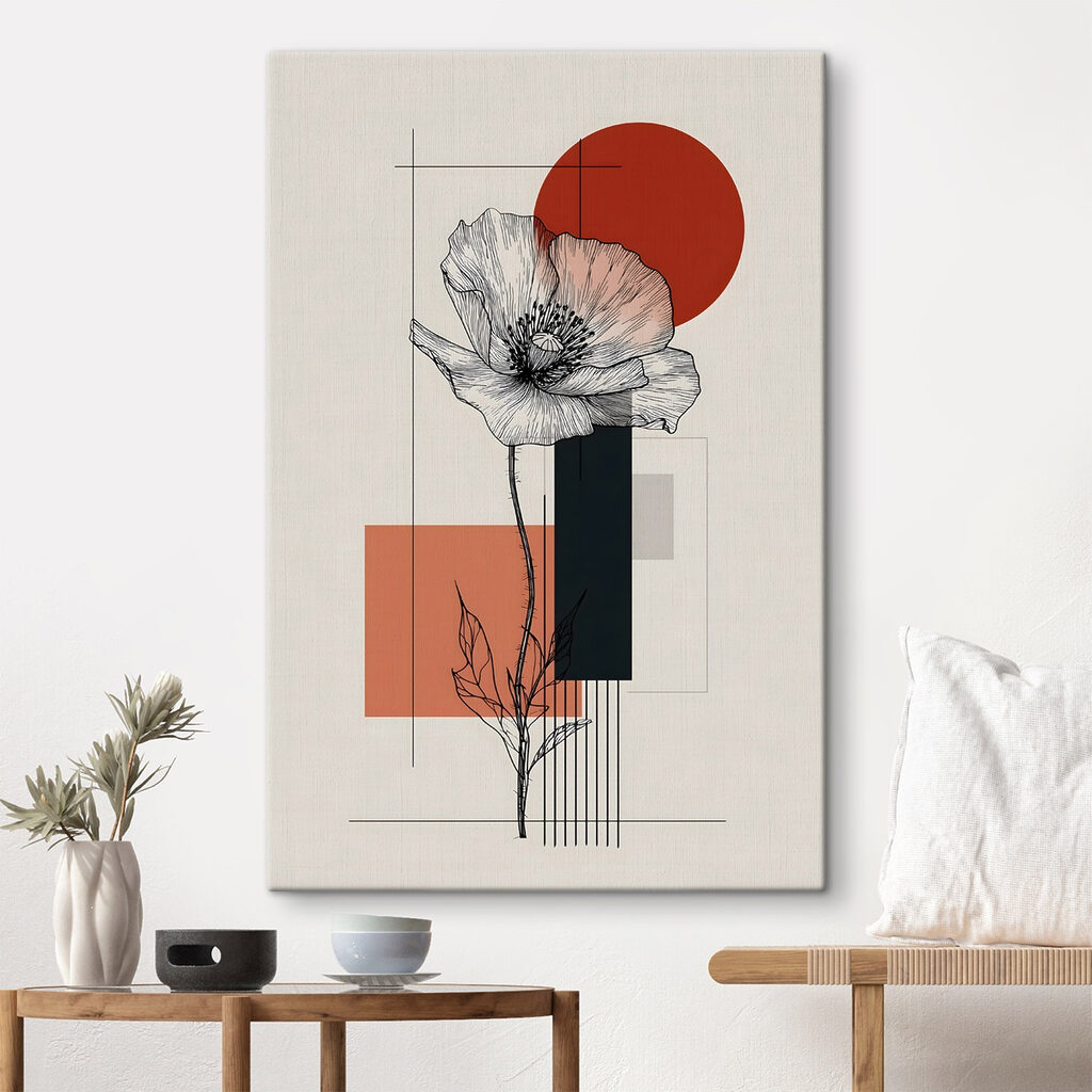 Flor e círculo vermelho — interior 1