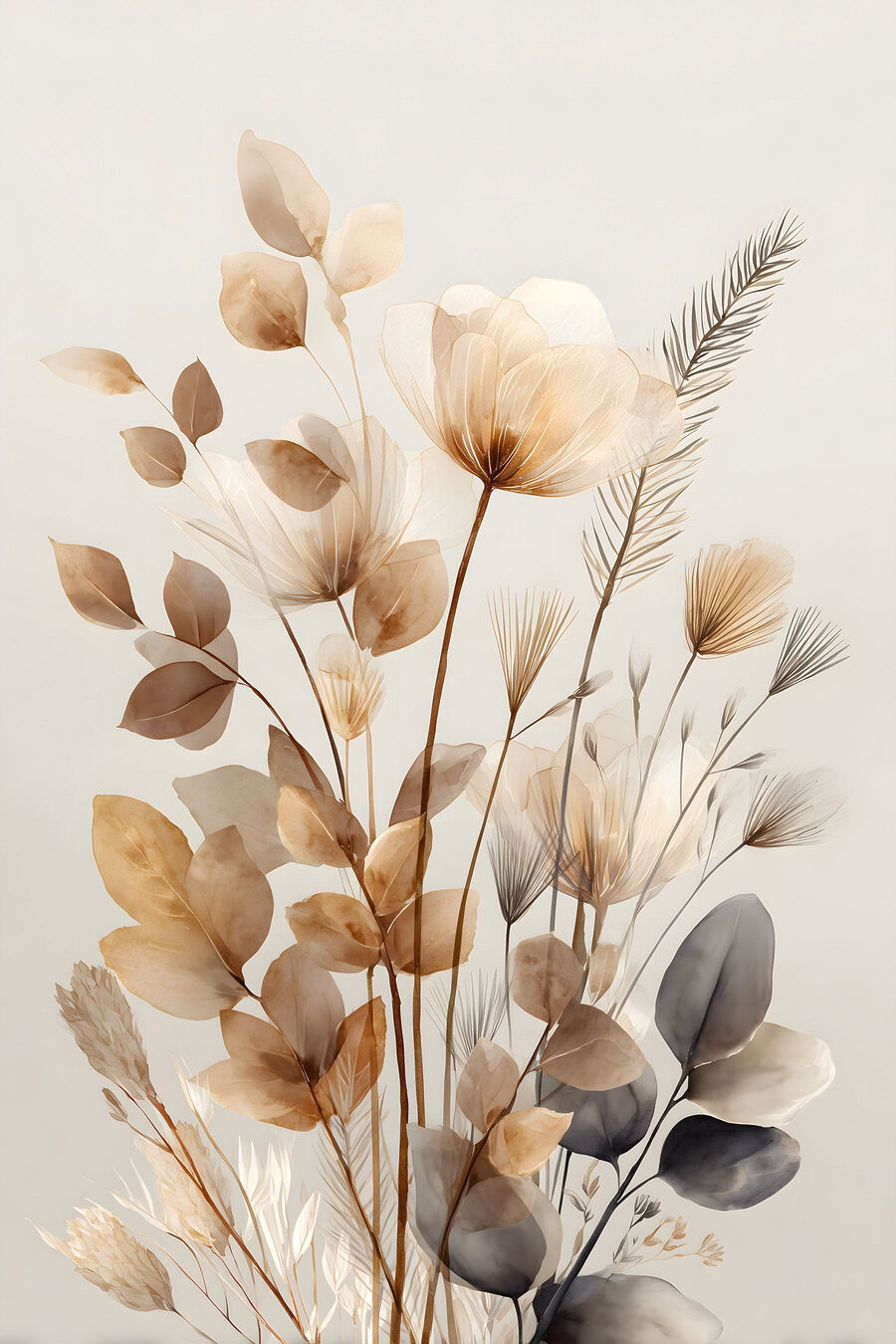 Flores secas em cinzento — design completo