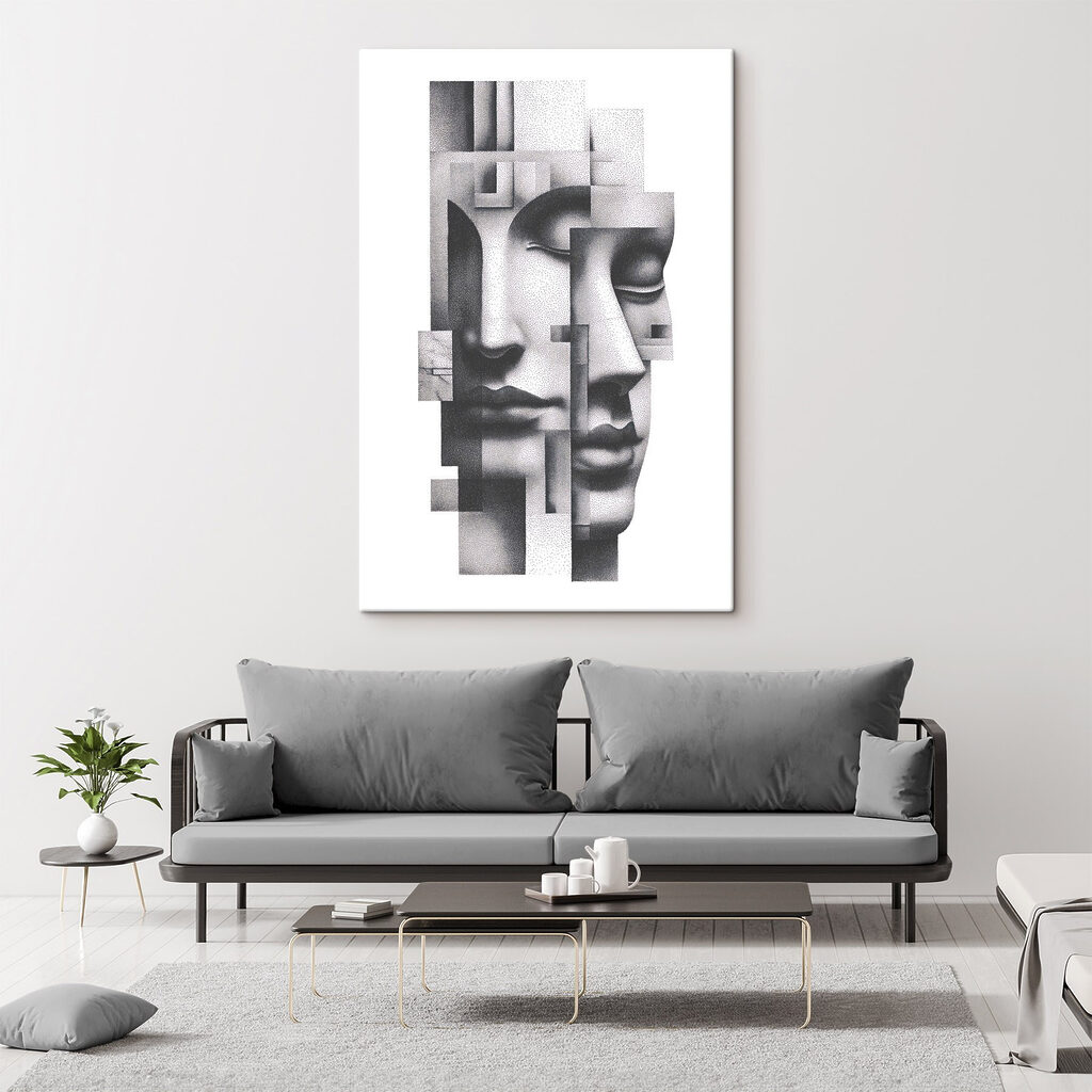 Dois rostos em blocos — interior 2