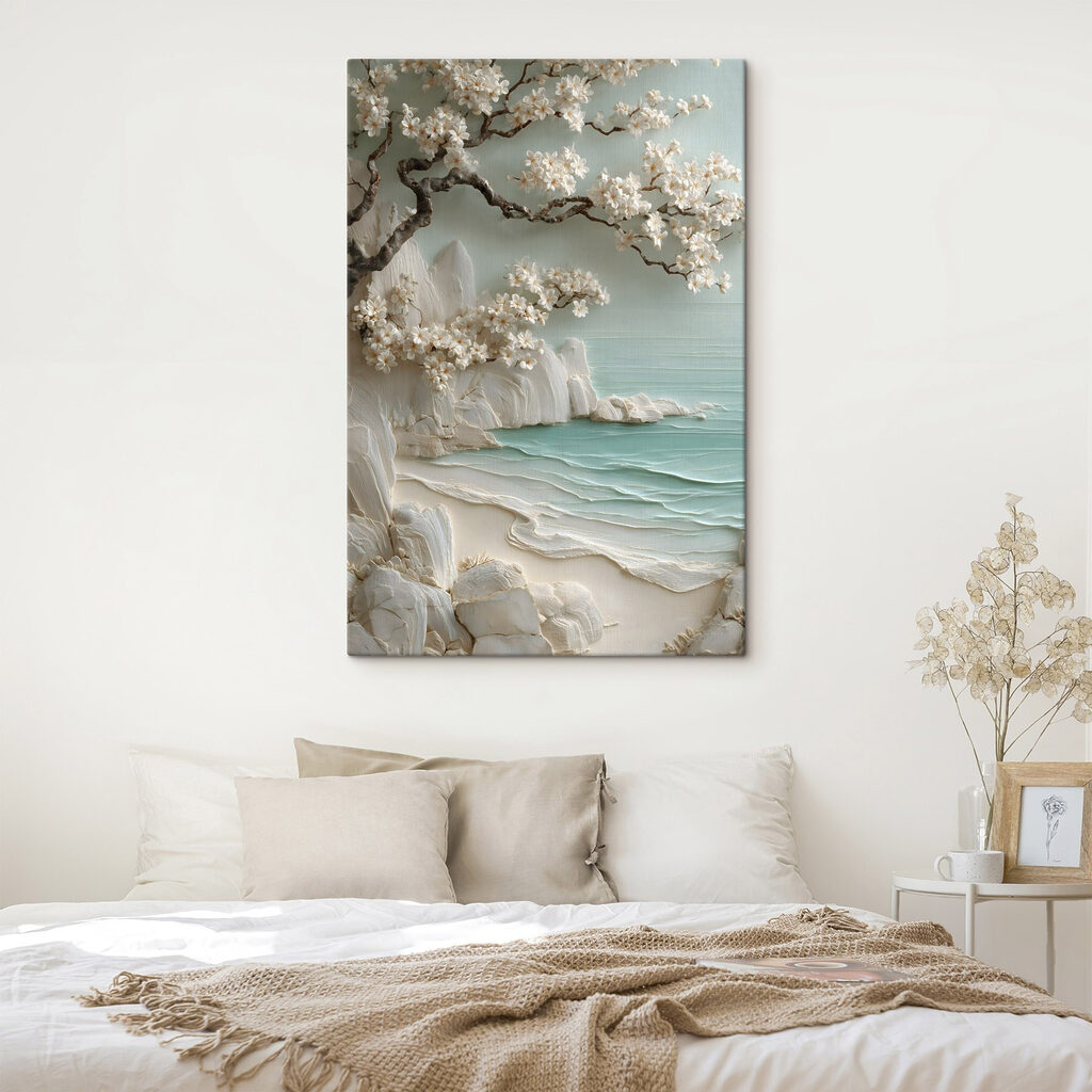 Flor branca sobre ondas — interior 2