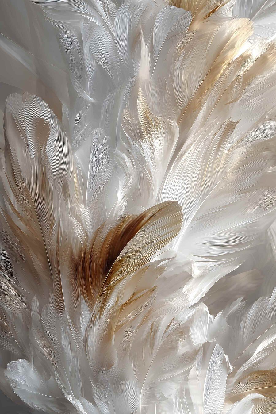 Plumas brancas em castanho — design completo