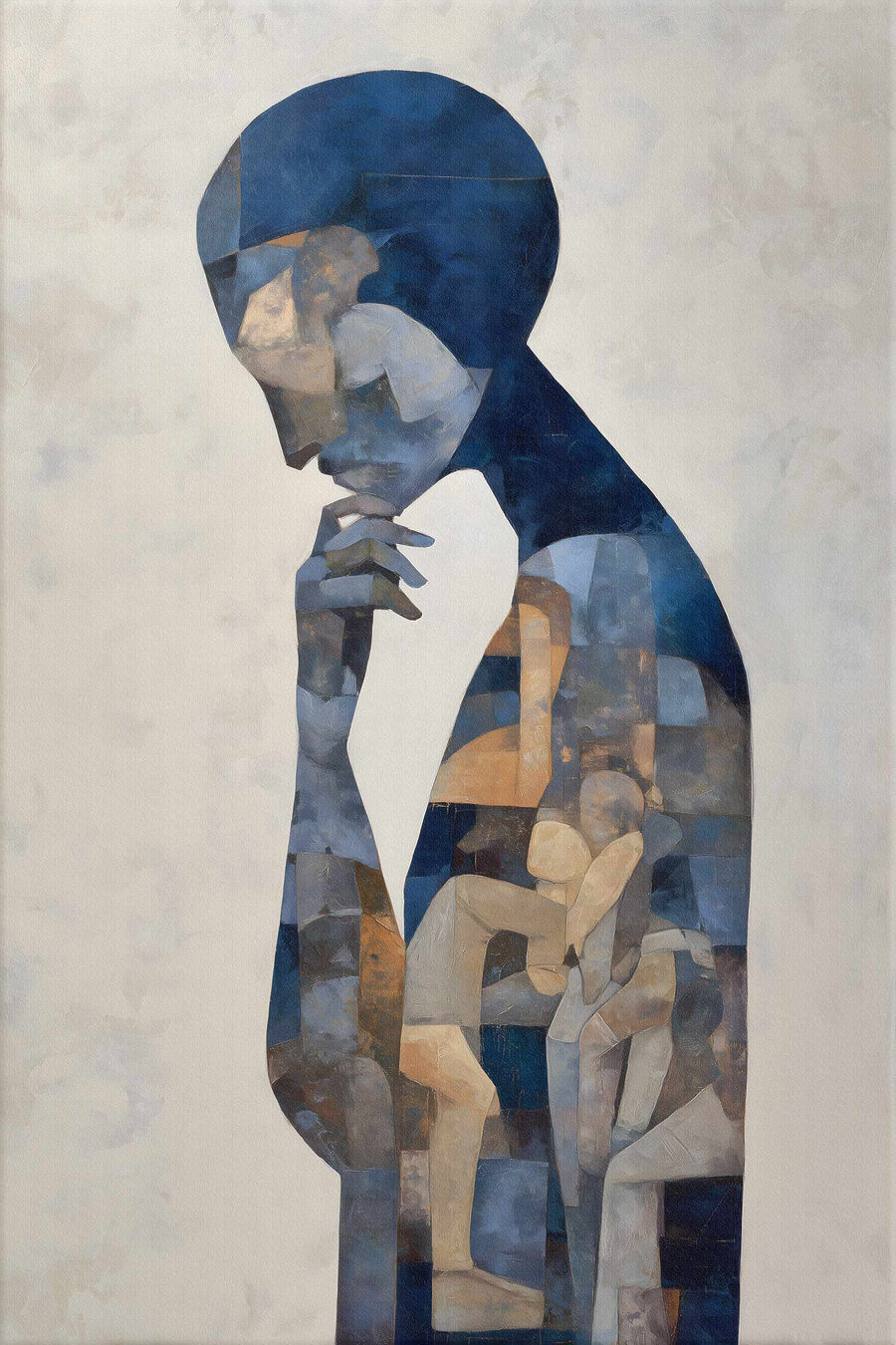 Mulher azul a olhar — design completo