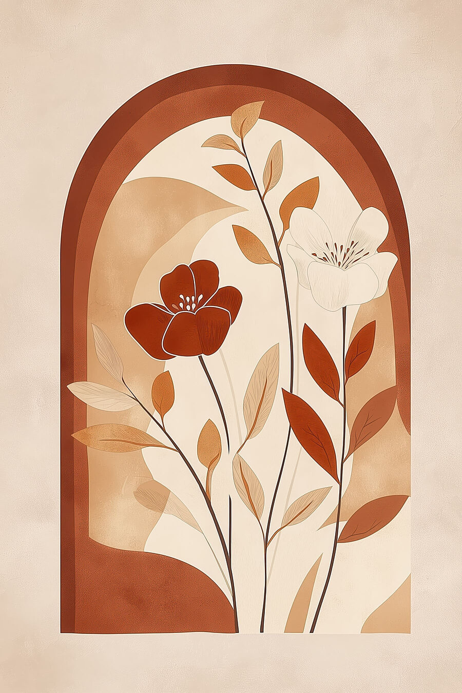 Flores em arco ferrugem — design completo