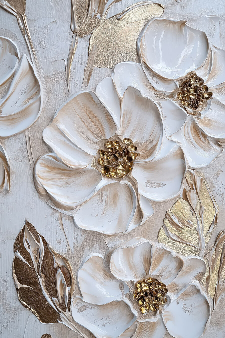 Flores brancas e dourado — design completo
