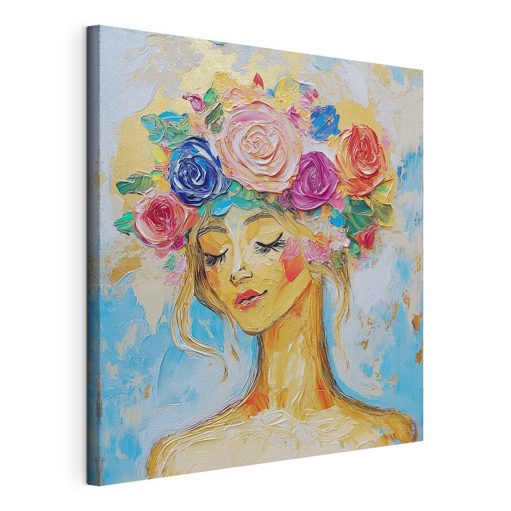 Mulher com coroa floral — vista do produto