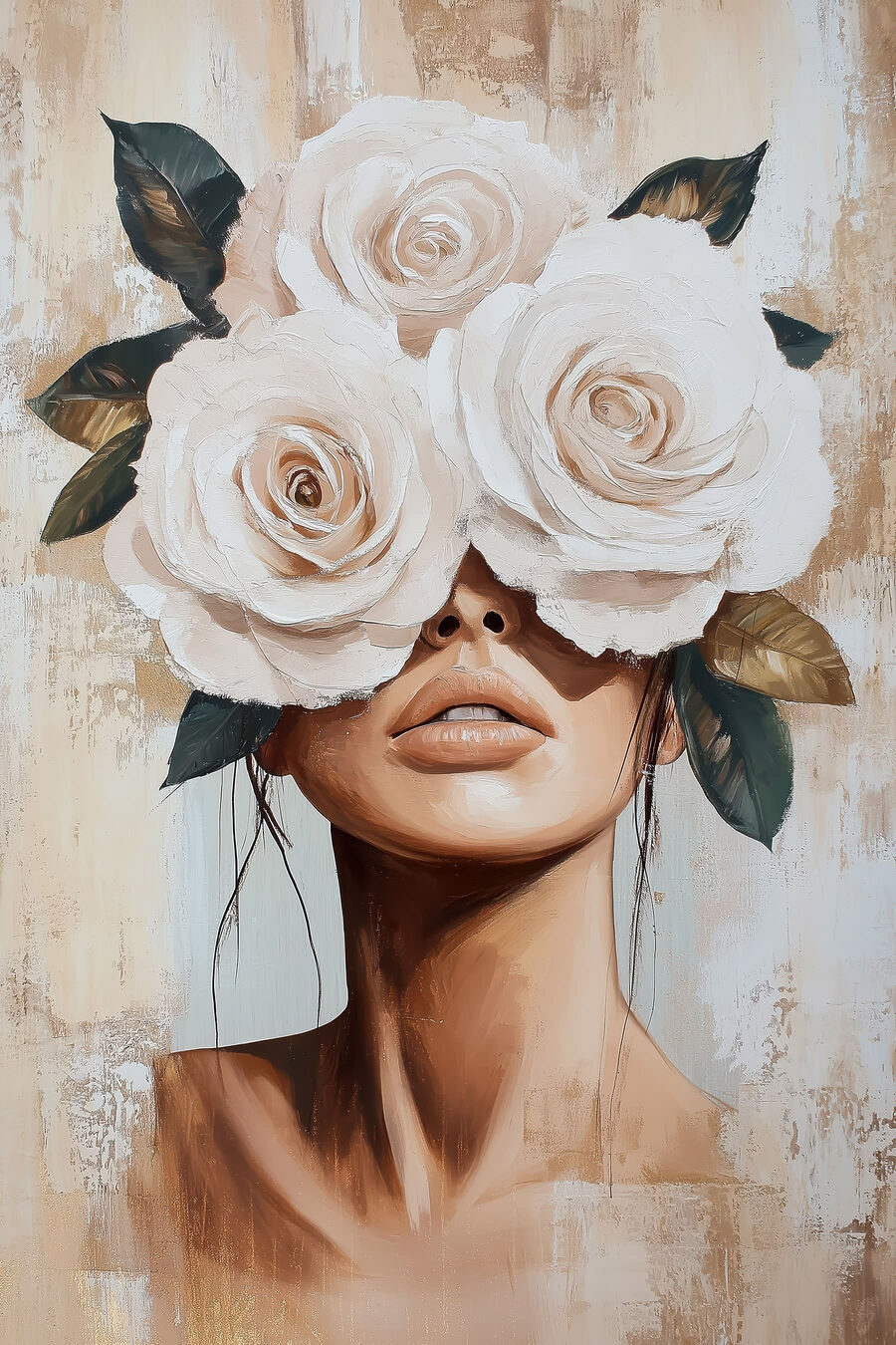 Rosas brancas sobre lábios — design completo