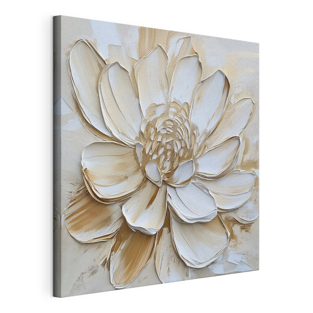 Flor creme em espiral, tela esticada e borda contínua