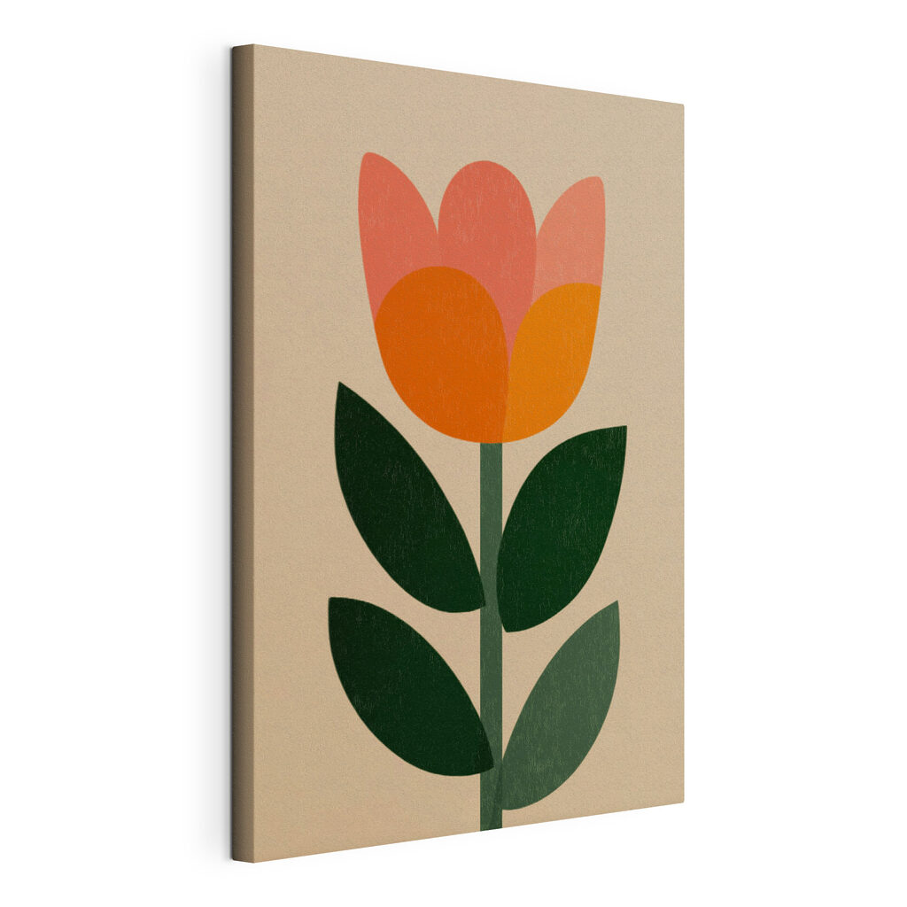 Tulipa com quatro folhas, tela esticada e borda contínua