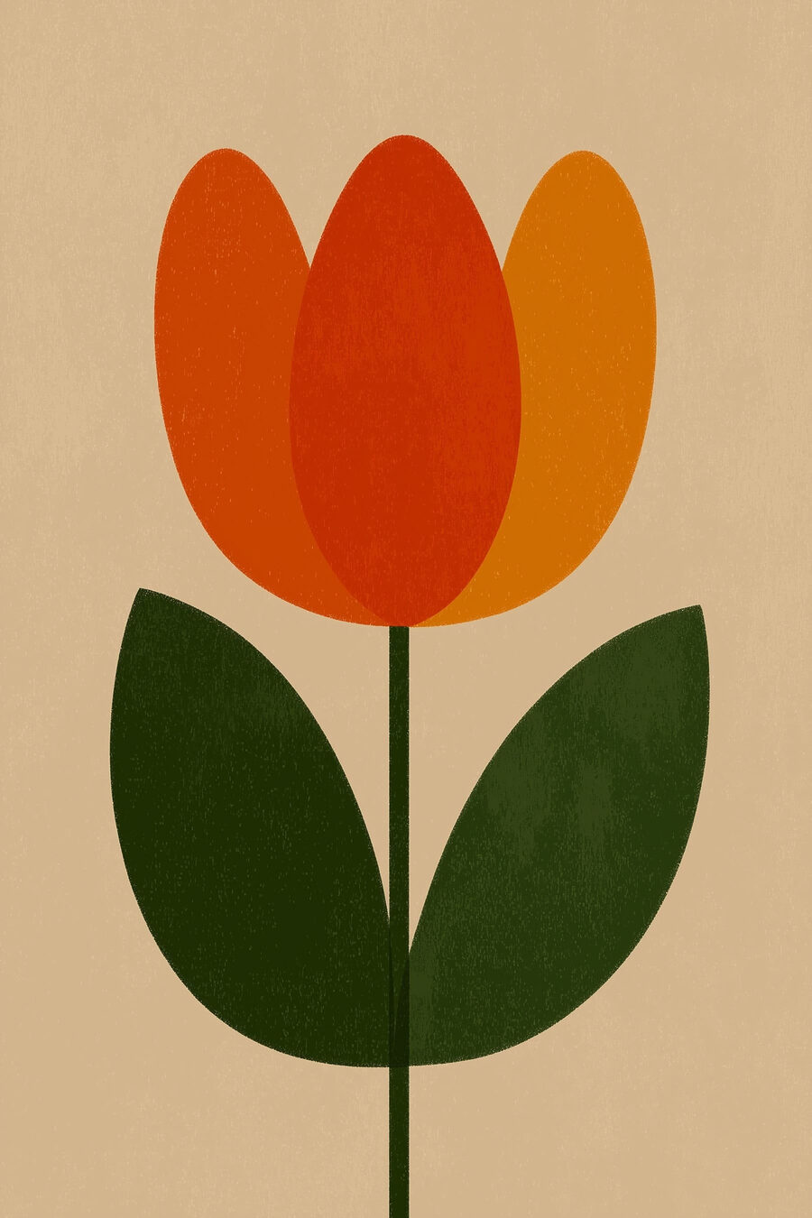 Tulipa laranja sobre haste — design completo