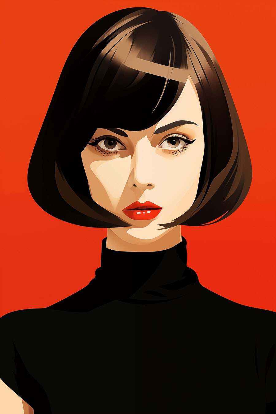 Bob escuro com franja — design completo