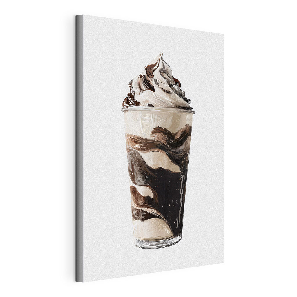 Batido de chocolate, tela esticada e borda contínua