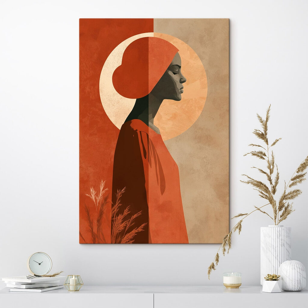 Perfil com lenço laranja — interior 1