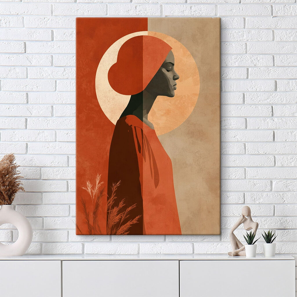 Perfil com lenço laranja — interior 2