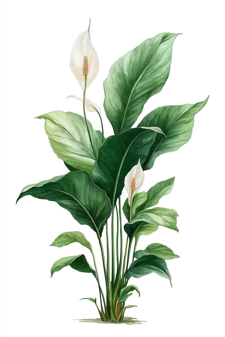 Flores brancas sobre folhagem — design completo