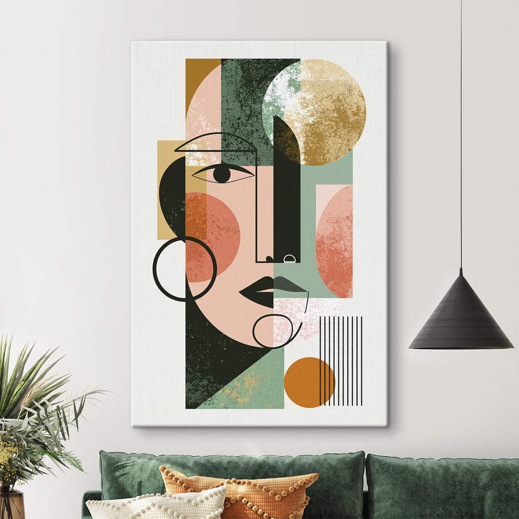 Rosto com formas verdes — interior 2