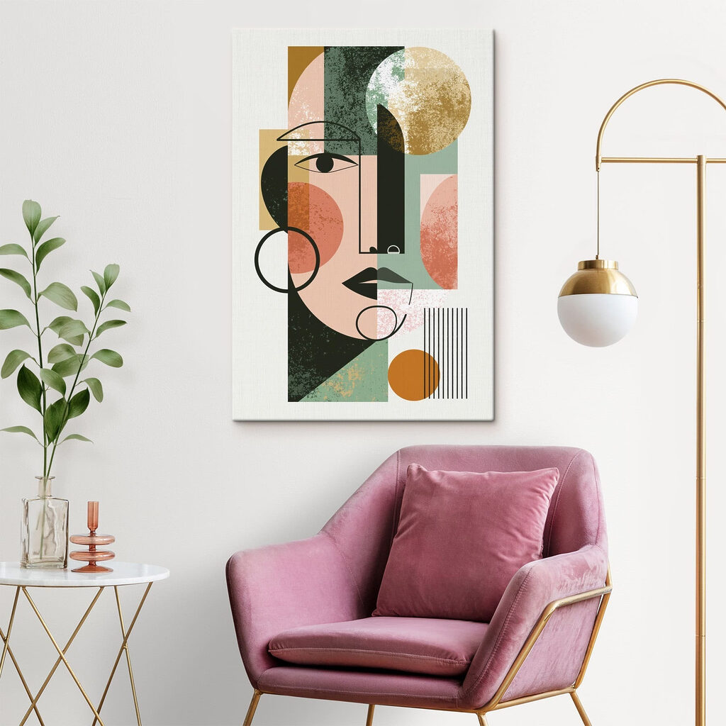 Rosto com formas verdes — interior 1