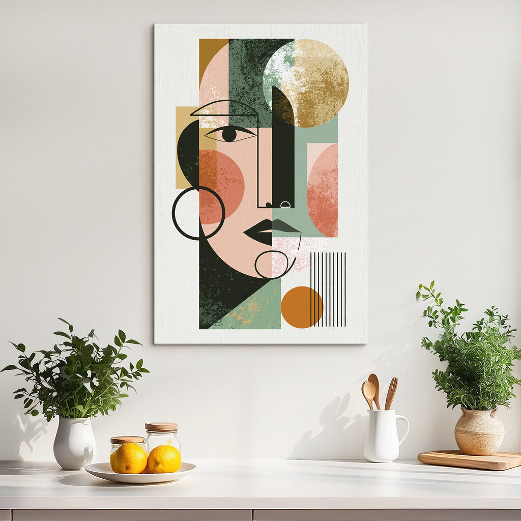 Rosto com formas verdes — interior 3
