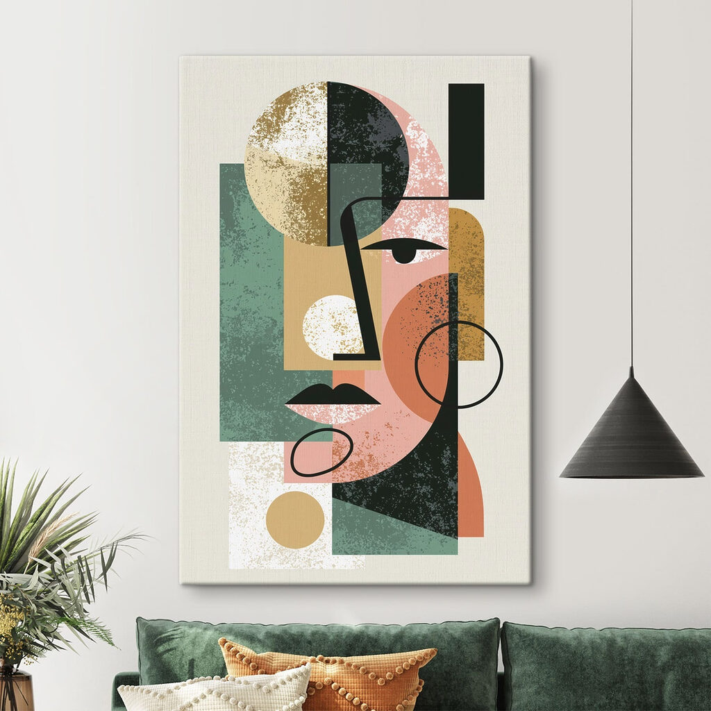 Rosto verde com rosa — interior 1