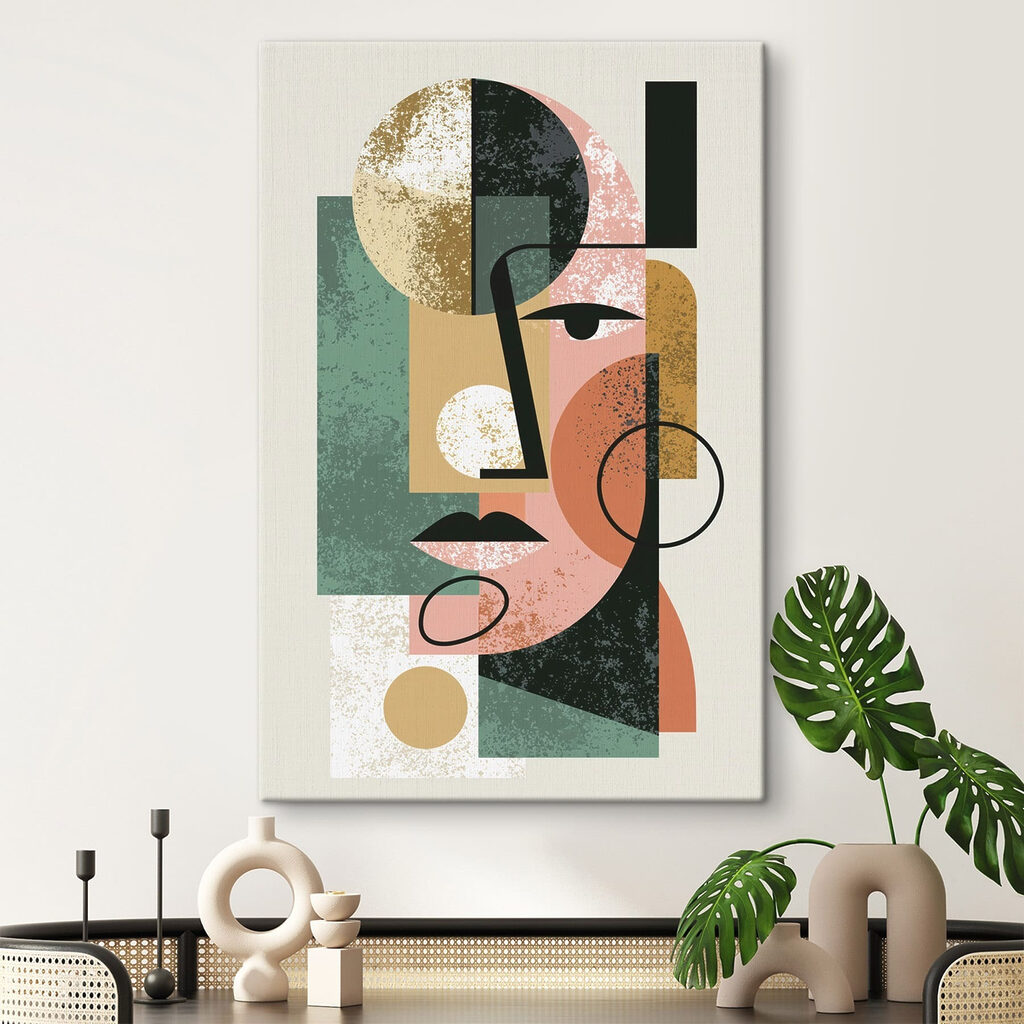 Rosto verde com rosa — interior 2