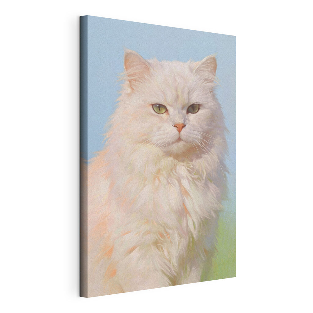Gato branco em azul-pastel — vista do produto