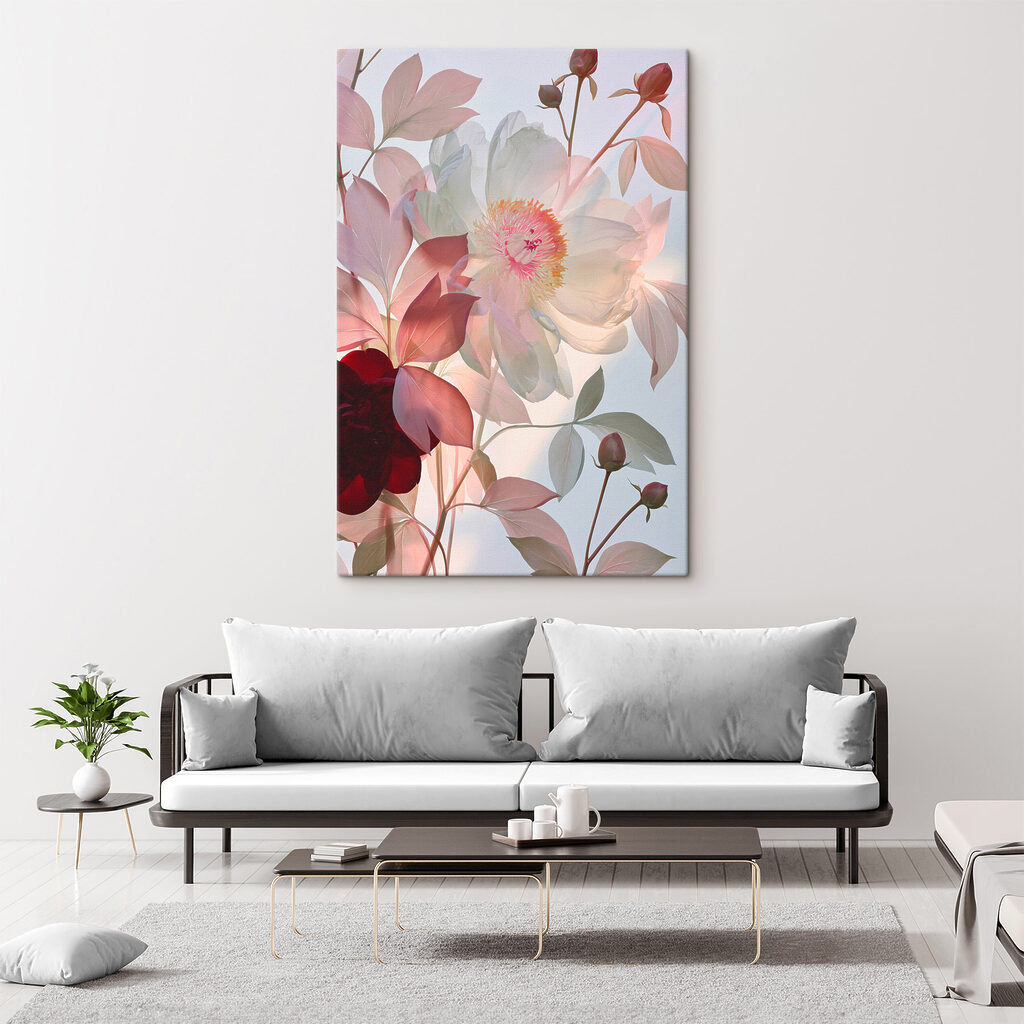 Flores pálidas em vermelho-escuro — interior 3