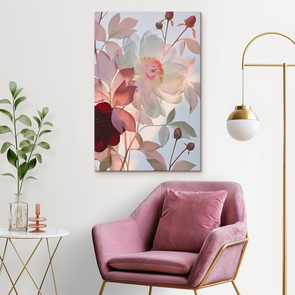 Flores pálidas em vermelho-escuro — interior 1