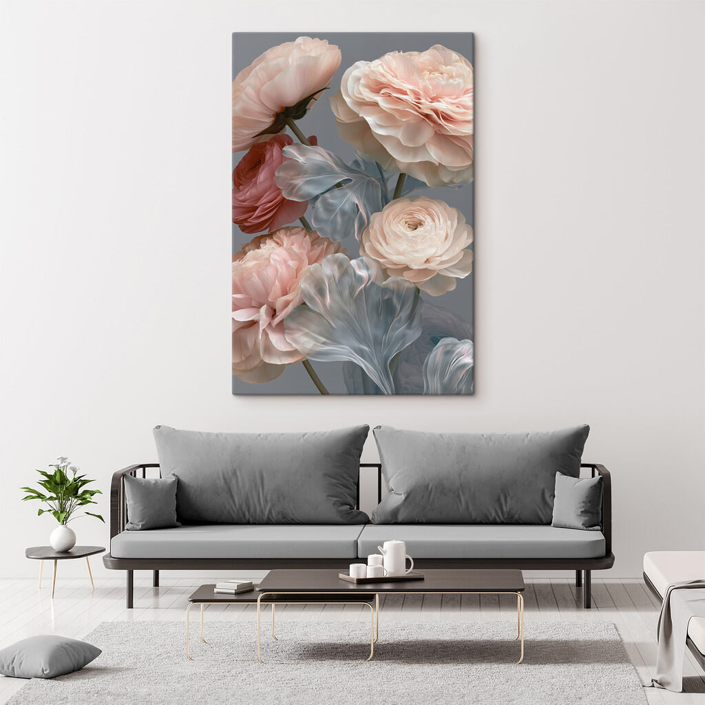 Flores rosa-pó entre folhas — interior 2
