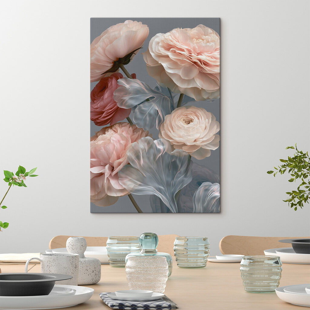Flores rosa-pó entre folhas — interior 3