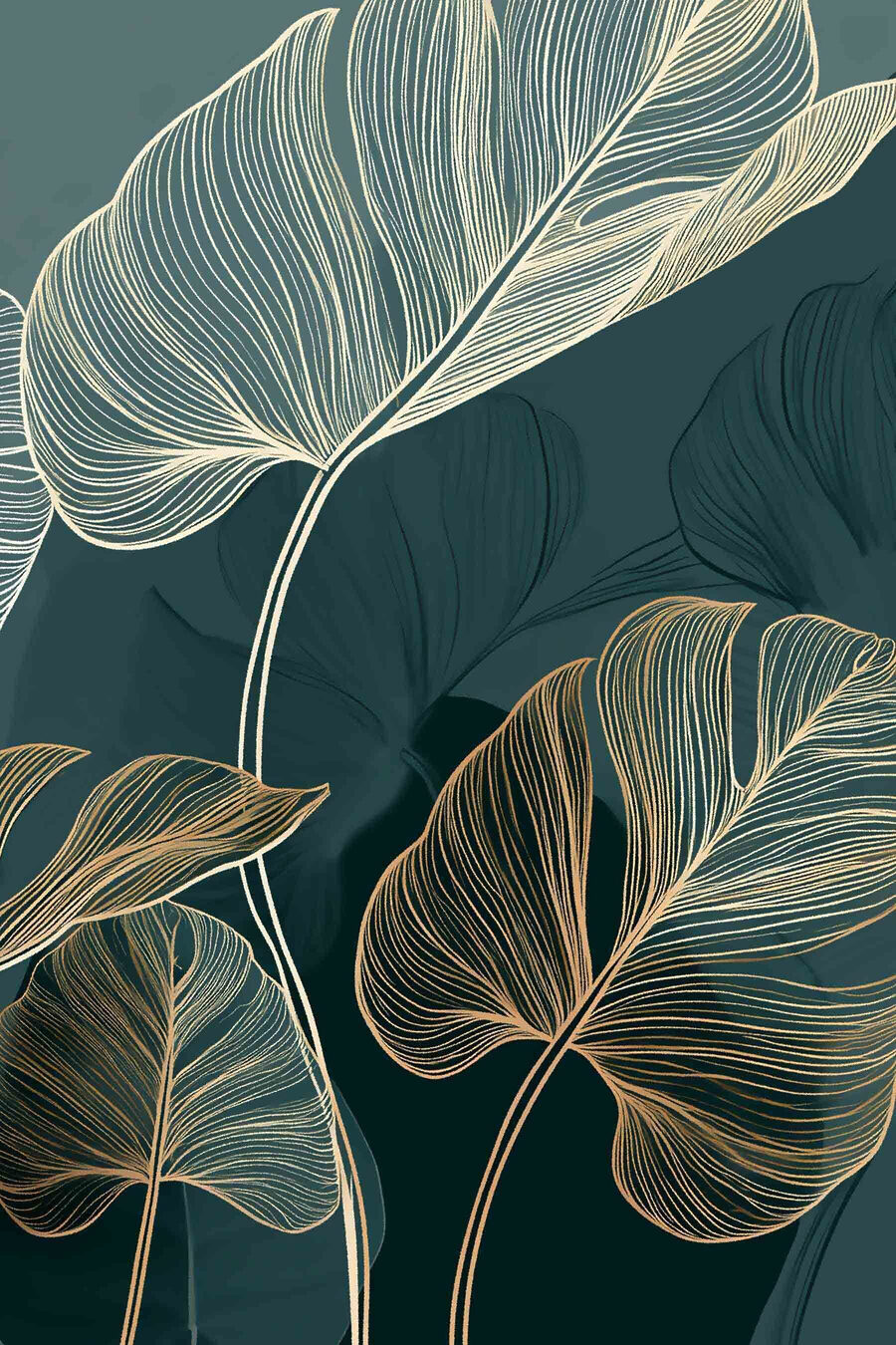 Linhas douradas em verde-escuro — design completo