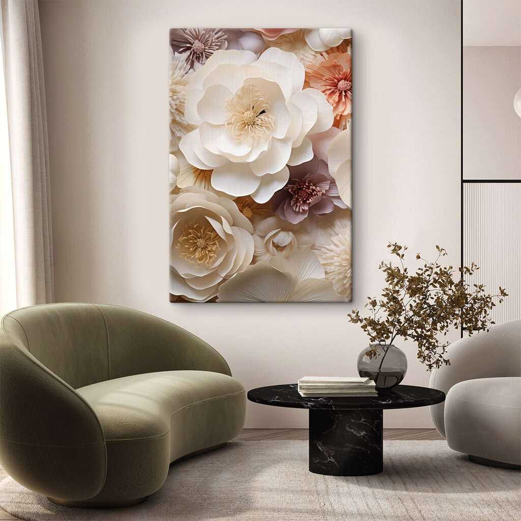Flores creme e ferrugem — interior 1