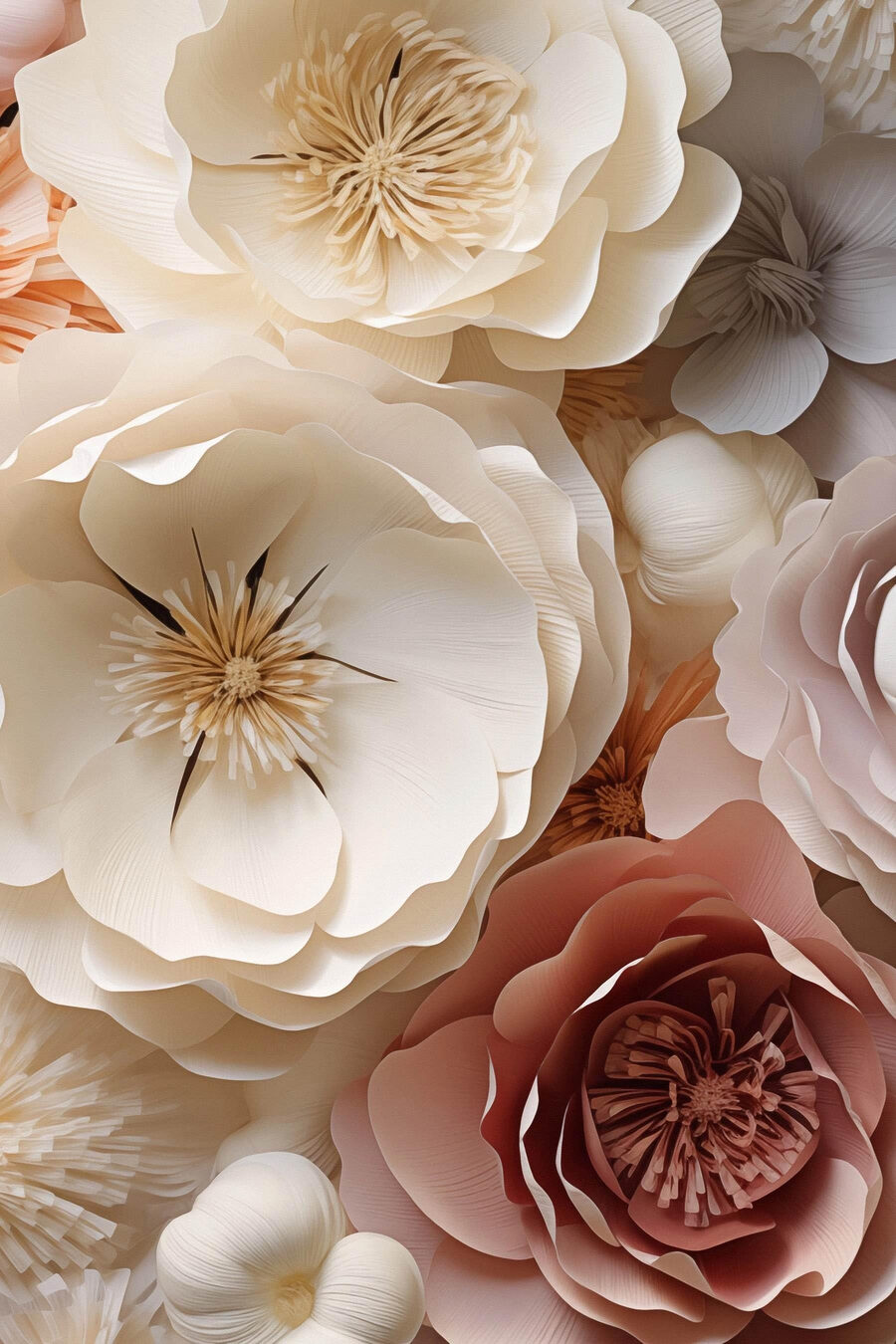 Flores creme e terracota — design completo