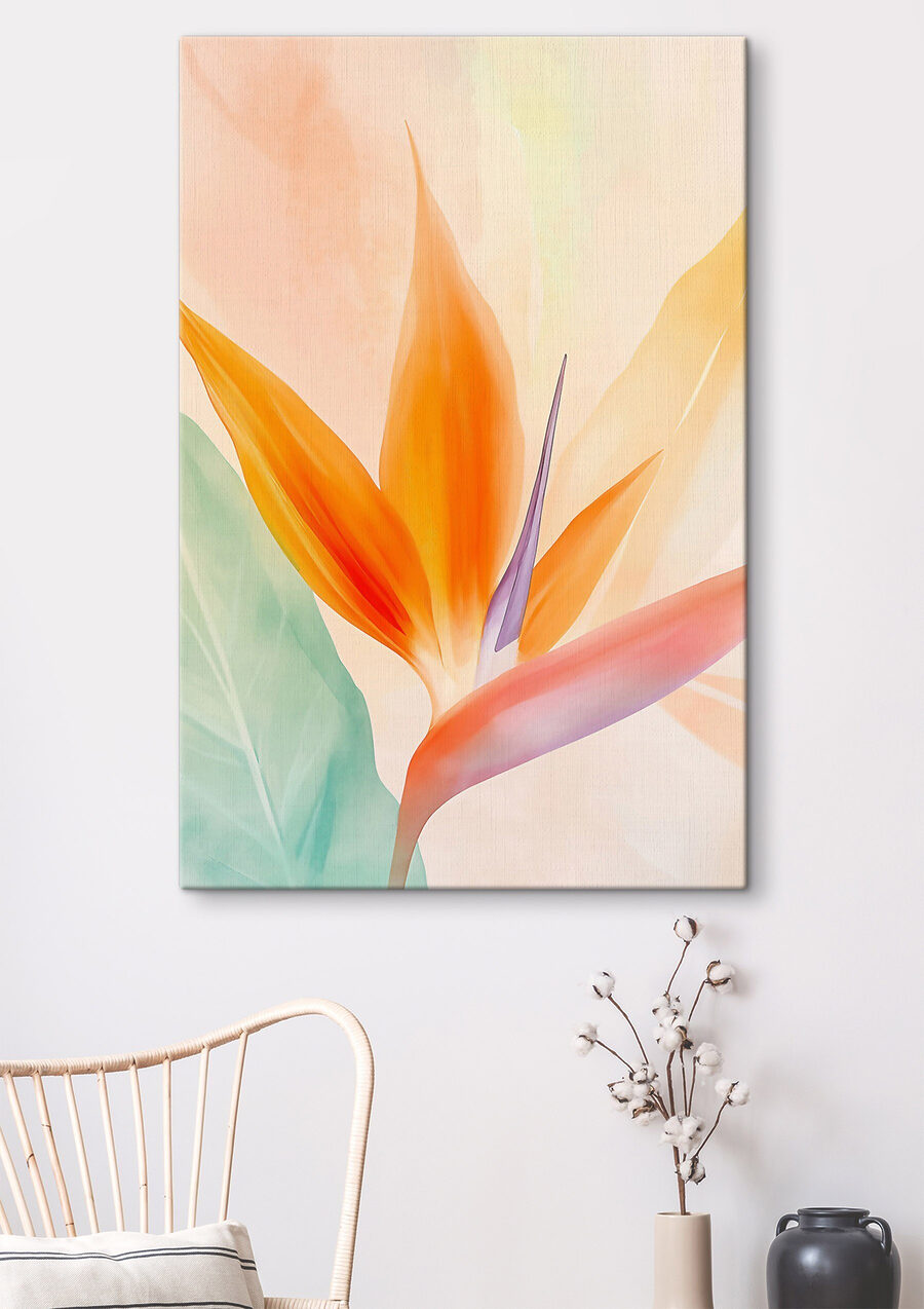 Flor laranja em pastel — interior 2