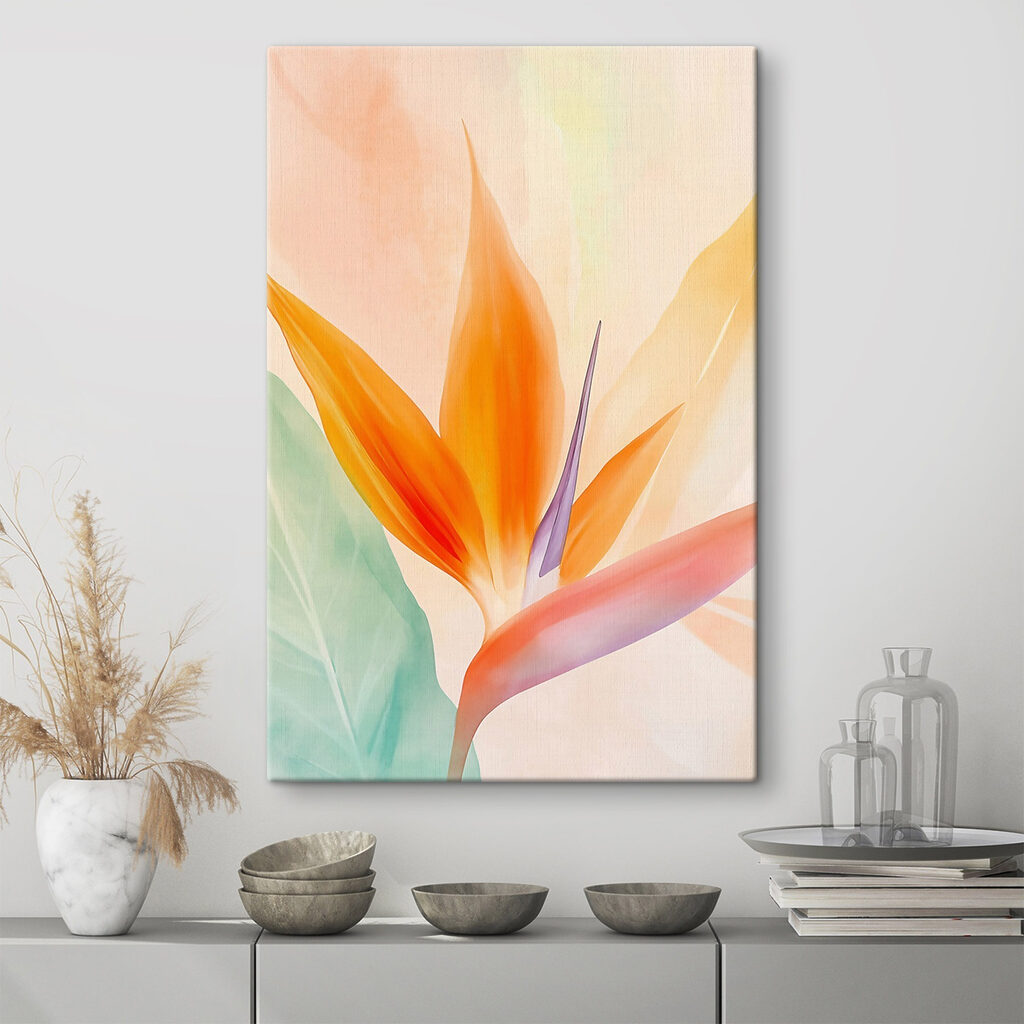 Flor laranja em pastel — interior 1
