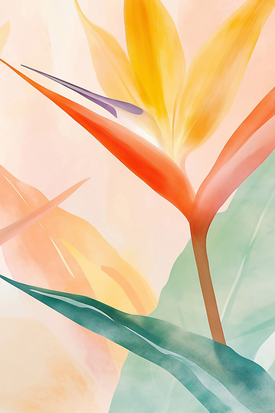 Flor laranja com folhagem — design completo
