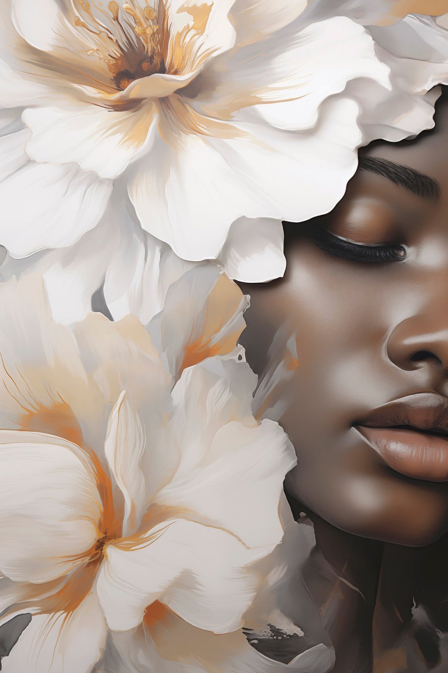 Menina entre flores — design completo