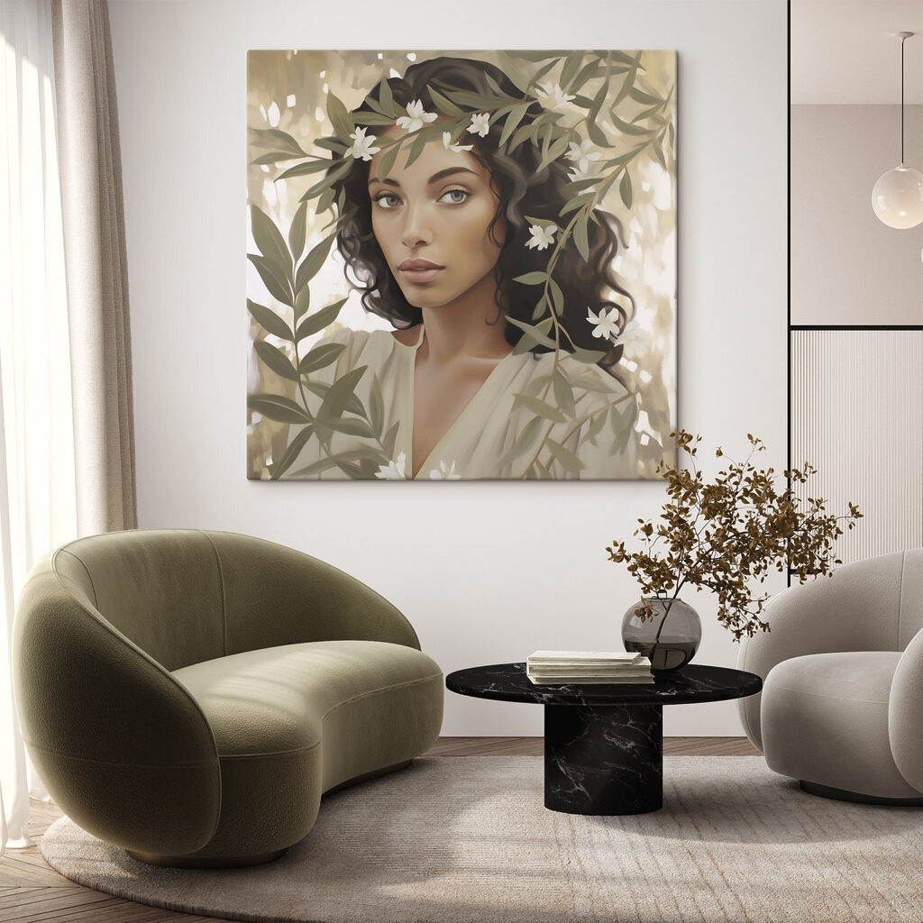 Cabelo encaracolado entre flores — interior 1