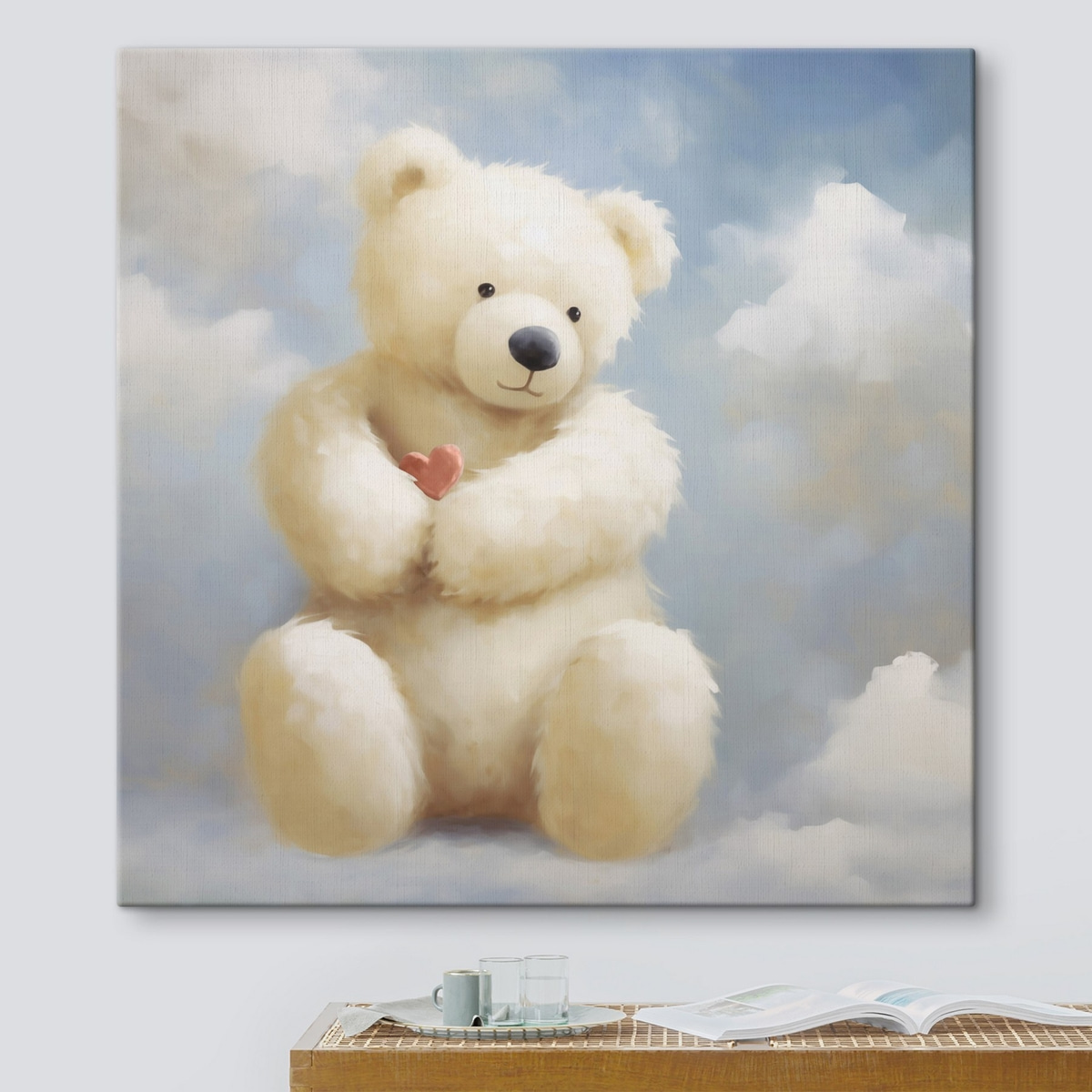 Urso com coração num interior