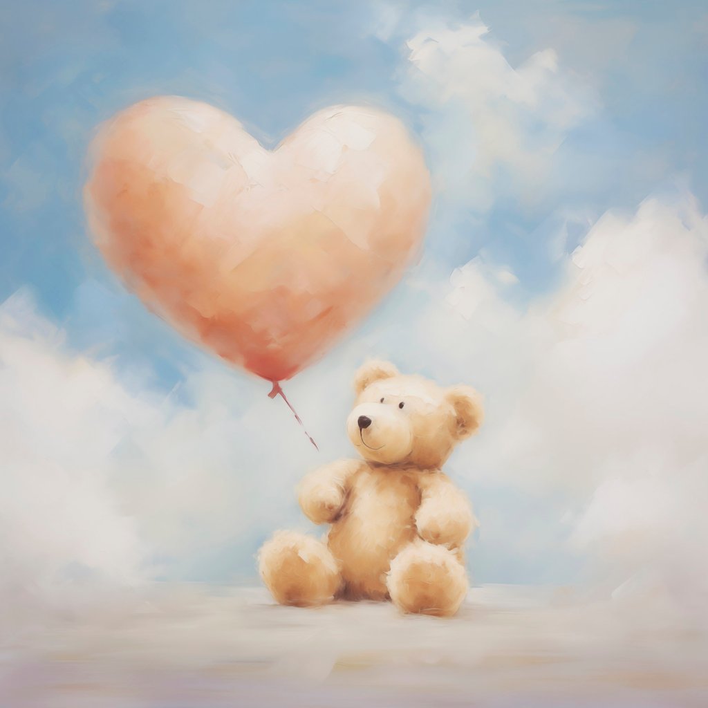 Urso com coração — design completo