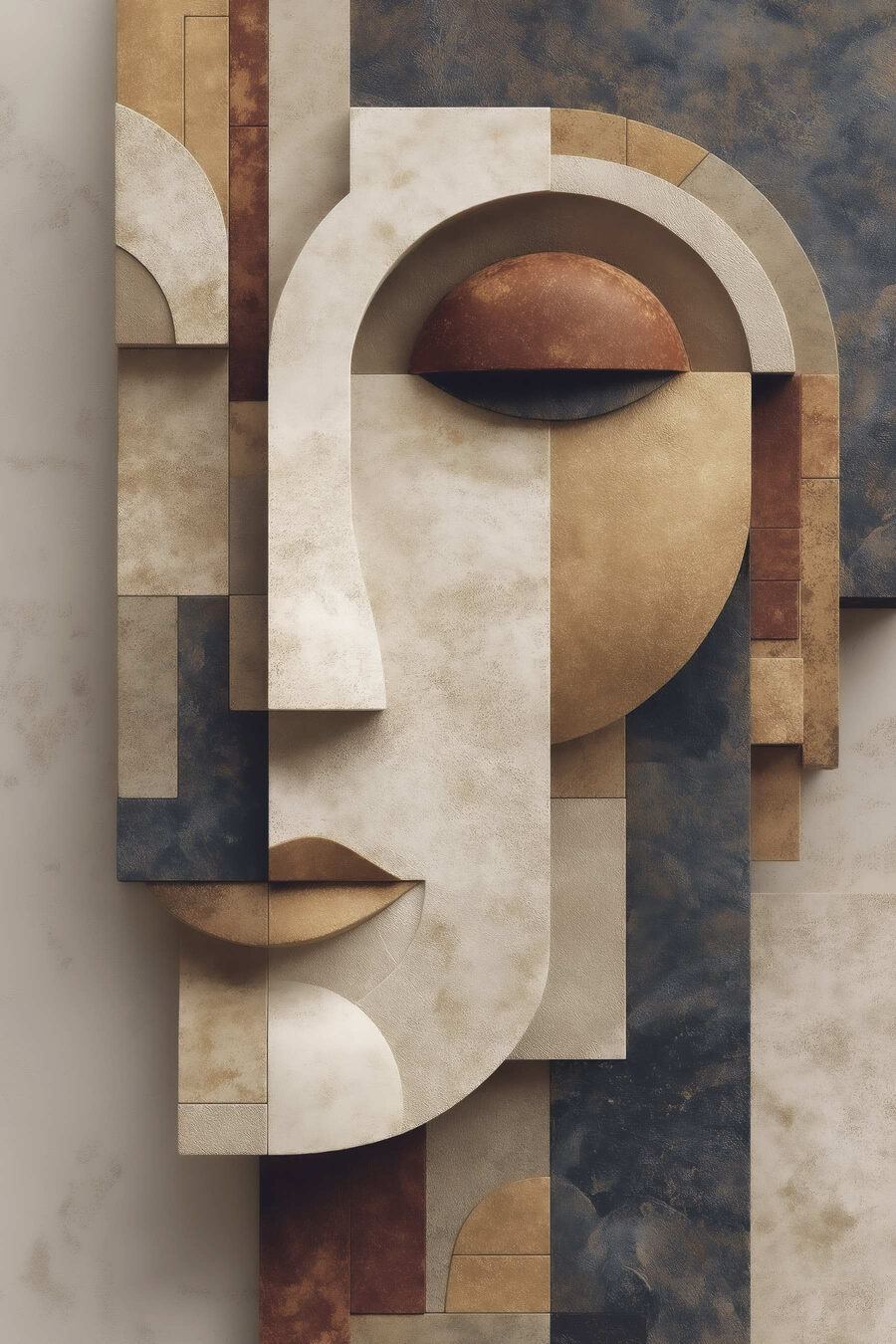 Rosto em blocos quentes — design completo