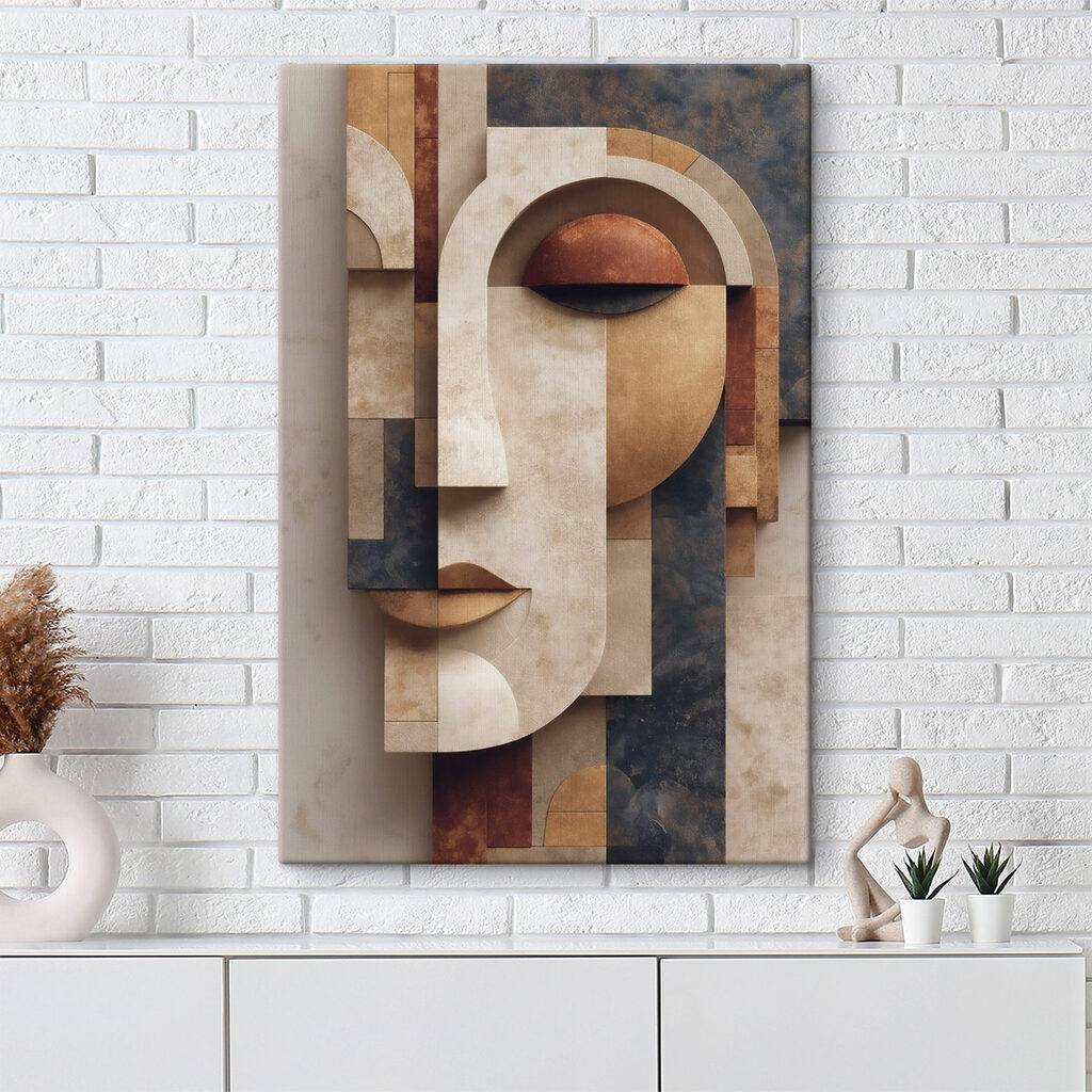 Rosto em blocos quentes — interior 1