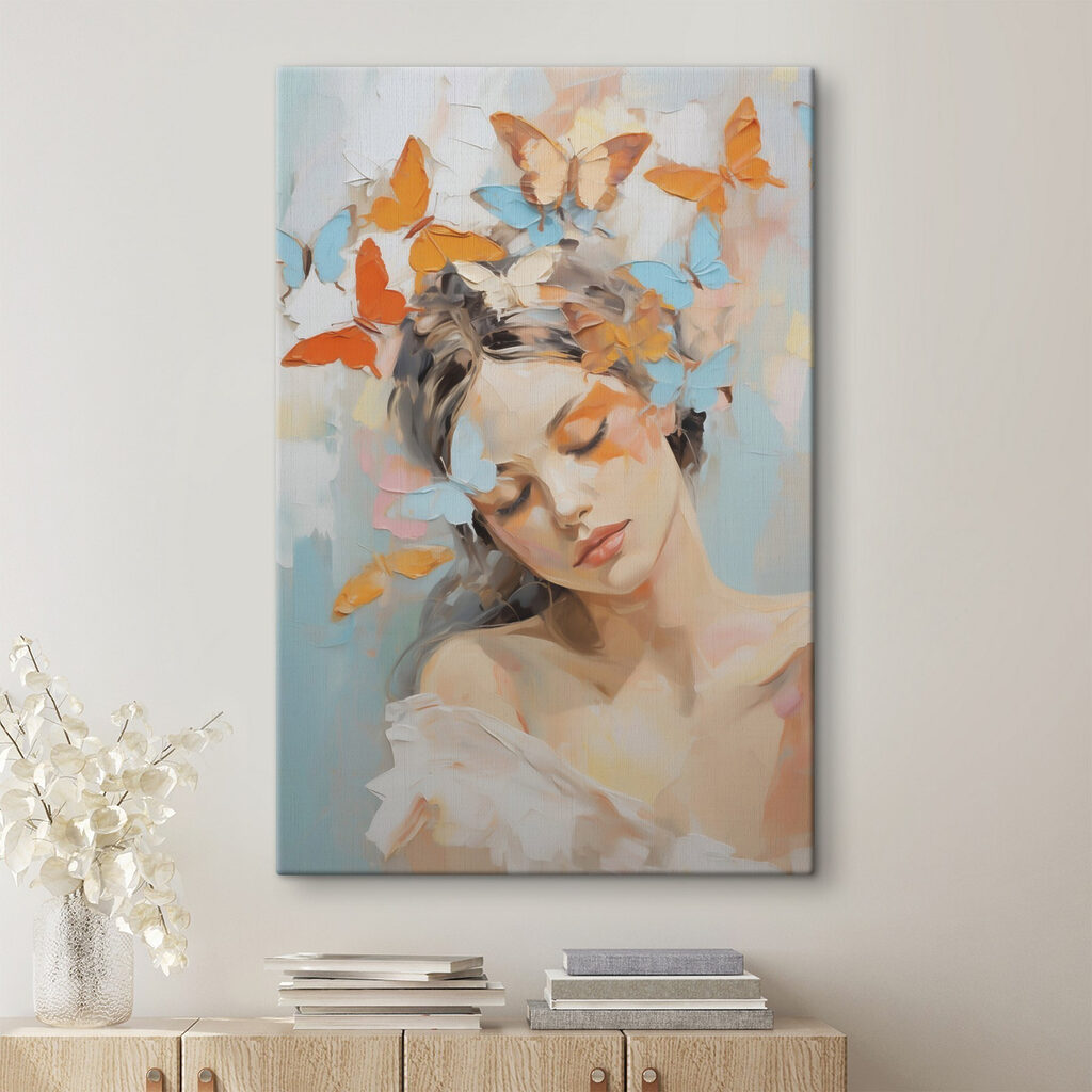 Mulher com borboletas — interior 1