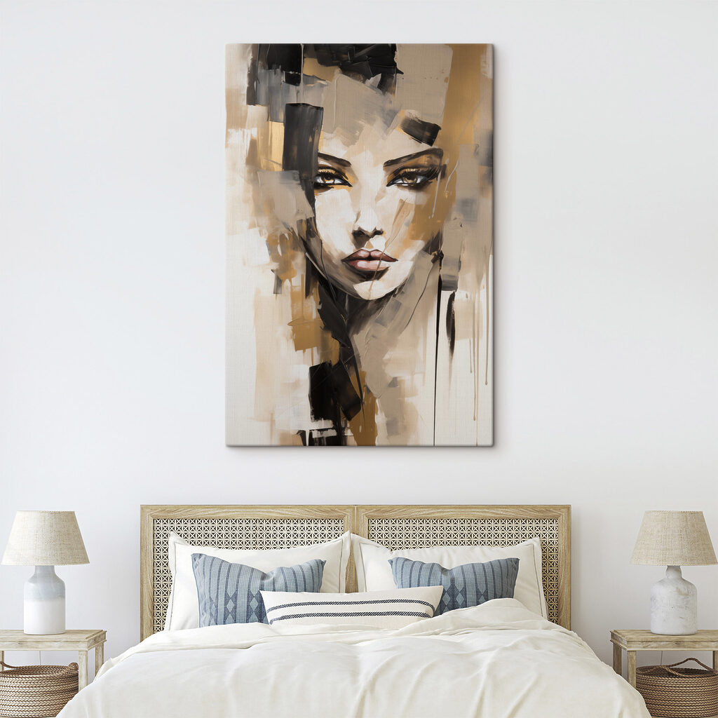 Olhar feminino em preto — interior 1