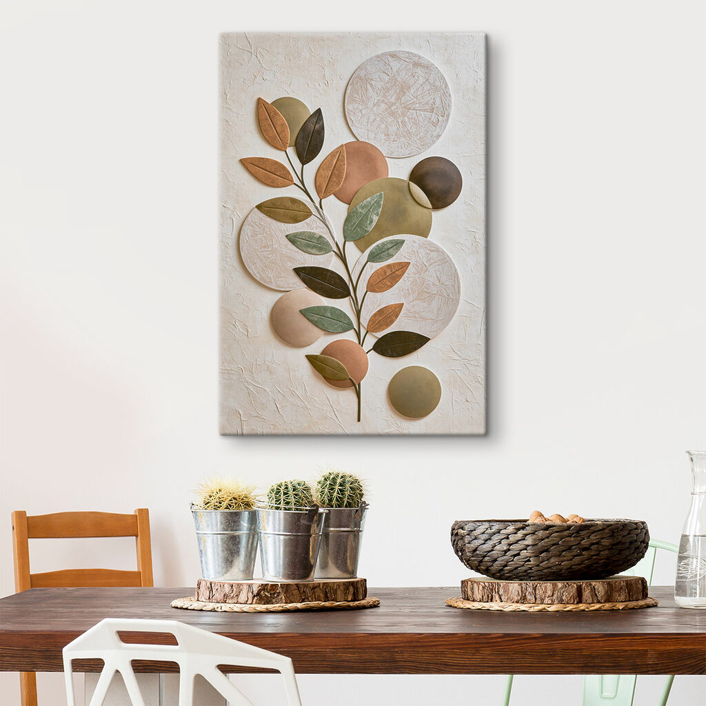 Folhas verdes e círculos — interior 1