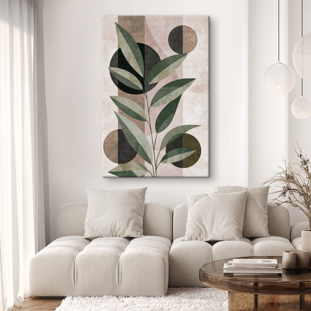 Folhas verdes cruzam círculos — interior 1